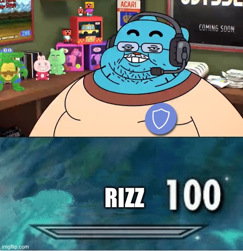 RIZZ | image tagged in discord mod,skyrim 100 blank | made w/ Imgflip meme maker