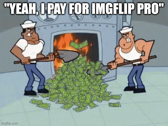 money fire | "YEAH, I PAY FOR IMGFLIP PRO" | image tagged in money fire | made w/ Imgflip meme maker