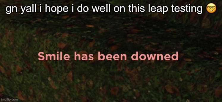 Sick of this ffs.. God pls help me thru this | gn yall i hope i do well on this leap testing 🤓 | image tagged in smile has been downed | made w/ Imgflip meme maker