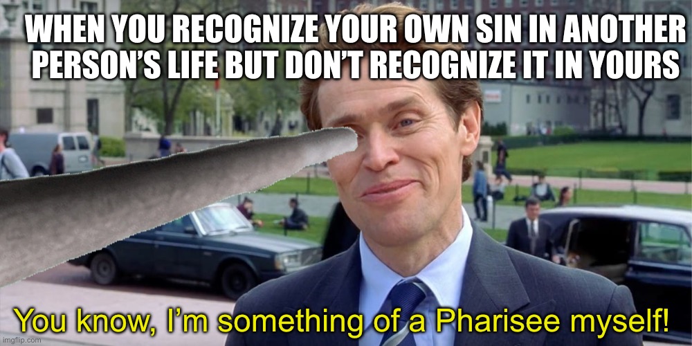 Do as I say, not as I do, as the saying goes. | WHEN YOU RECOGNIZE YOUR OWN SIN IN ANOTHER PERSON’S LIFE BUT DON’T RECOGNIZE IT IN YOURS; You know, I’m something of a Pharisee myself! | image tagged in hypocrisy,hypocrite,christianity,jesus,church,two face | made w/ Imgflip meme maker