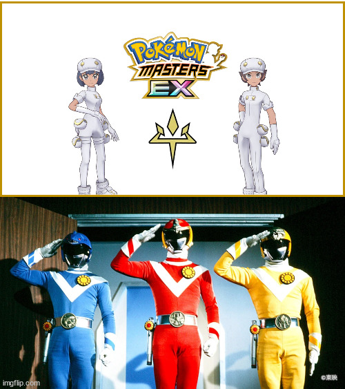 Sun Vulcan Salute react to Aether Foundation joins Pokemon Masters EX! | image tagged in sun vulcan salute react,military,pokemon,super sentai,power rangers | made w/ Imgflip meme maker