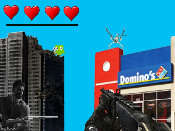 call of duty, imgflip edition | image tagged in call of duty,gigachad,duolingo,skeleton | made w/ Imgflip meme maker