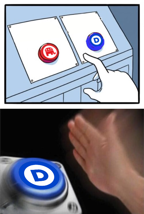 High Quality Two Button Choices (Democrat vs. Republican) Blank Meme Template