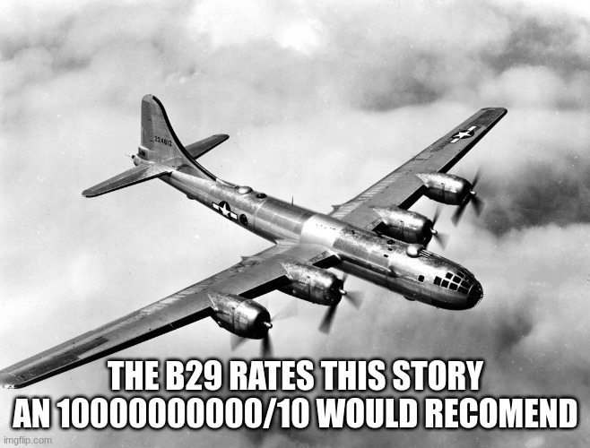 the better pic of the b29 | THE B29 RATES THIS STORY AN 10000000000/10 WOULD RECOMEND | image tagged in the better pic of the b29 | made w/ Imgflip meme maker