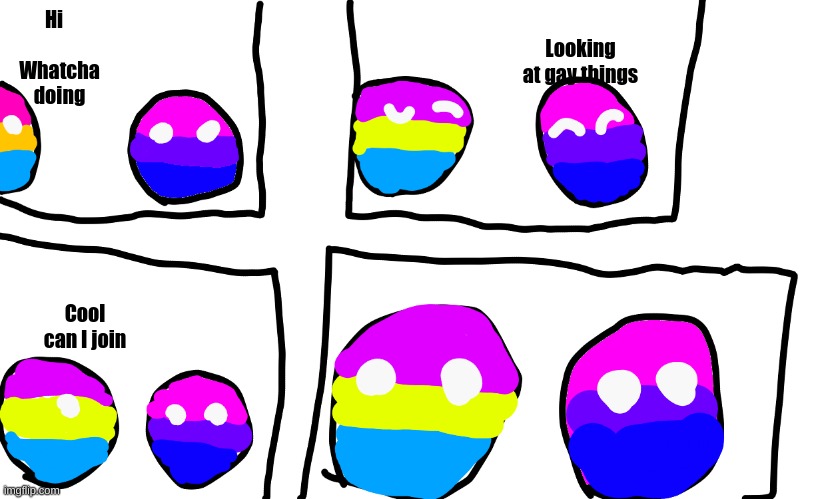 Looking at gay things; Hi; Whatcha doing; Cool can I join | made w/ Imgflip meme maker
