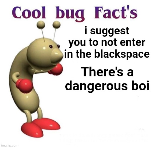 Cool Bug Facts | i suggest you to not enter in the blackspace; There's a dangerous boi | image tagged in cool bug facts | made w/ Imgflip meme maker