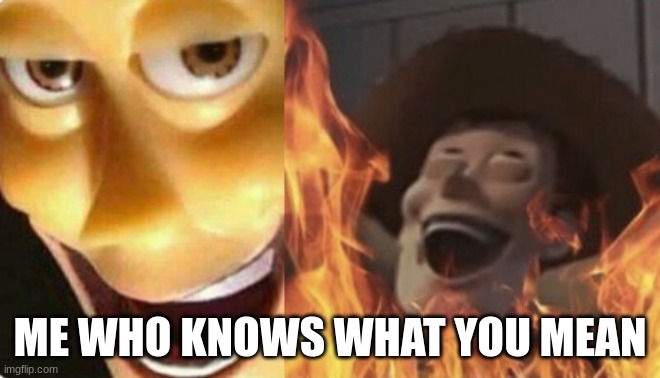 Satanic woody (no spacing) | ME WHO KNOWS WHAT YOU MEAN | image tagged in satanic woody no spacing | made w/ Imgflip meme maker