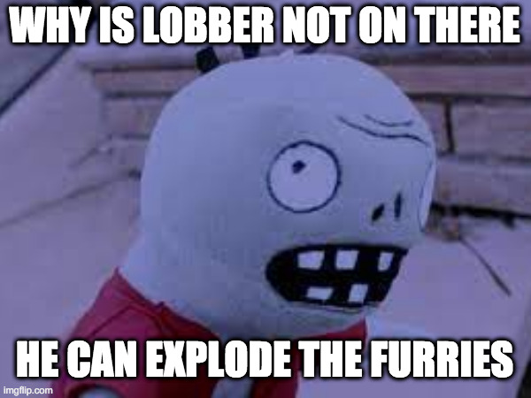 WHY IS LOBBER NOT ON THERE HE CAN EXPLODE THE FURRIES | made w/ Imgflip meme maker