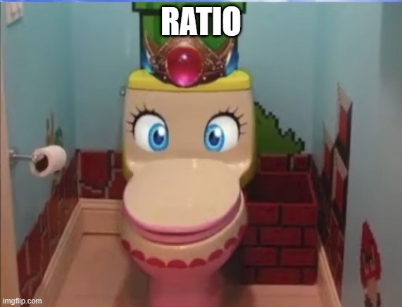 Peach toilet | RATIO | image tagged in peach toilet | made w/ Imgflip meme maker
