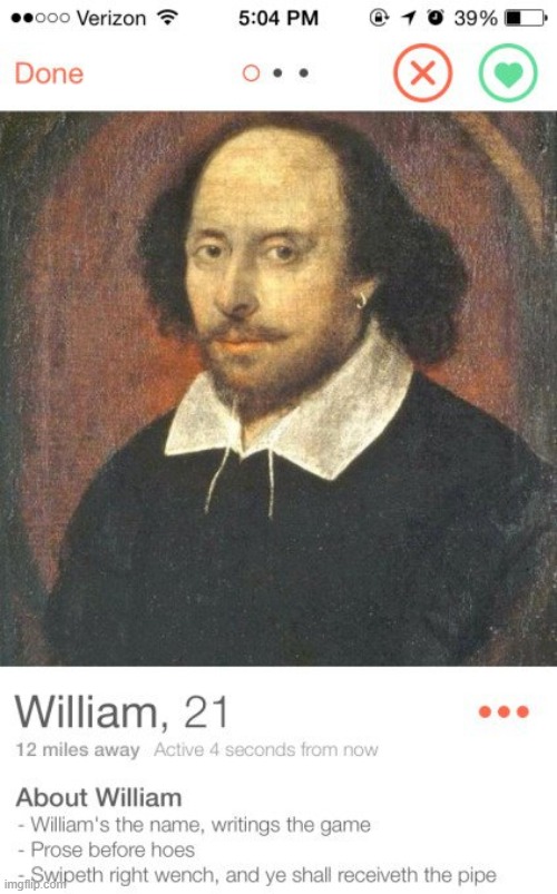 w tinder bio | made w/ Imgflip meme maker