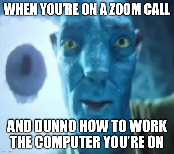 Zoom Call | WHEN YOU’RE ON A ZOOM CALL; AND DUNNO HOW TO WORK THE COMPUTER YOU’RE ON | image tagged in avatar guy | made w/ Imgflip meme maker