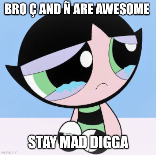 No bitches | BRO Ç AND Ñ ARE AWESOME STAY MAD DIGGA | image tagged in no bitches | made w/ Imgflip meme maker