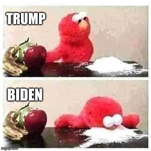 what does the  government do when they see cocaine | TRUMP; BIDEN | image tagged in elmo cocaine | made w/ Imgflip meme maker