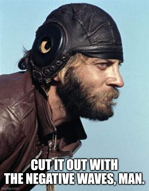 Cut out negative vibes | CUT IT OUT WITH THE NEGATIVE WAVES, MAN. | image tagged in vibes,donald sutherland | made w/ Imgflip meme maker