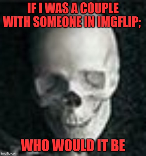 New trend just dropped | IF I WAS A COUPLE WITH SOMEONE IN IMGFLIP;; WHO WOULD IT BE | image tagged in skull | made w/ Imgflip meme maker