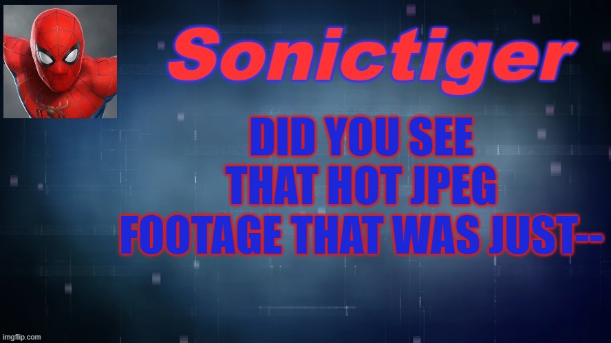 *Guns start firing* | DID YOU SEE THAT HOT JPEG FOOTAGE THAT WAS JUST-- | image tagged in sonictiger announcement,references,a random meme,stop reading the tags | made w/ Imgflip meme maker