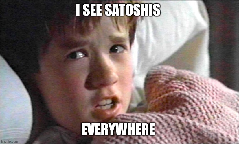 6th sense | I SEE SATOSHIS; EVERYWHERE | image tagged in 6th sense | made w/ Imgflip meme maker