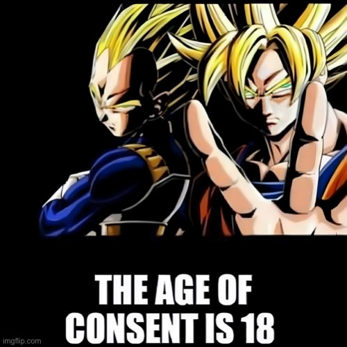 @hornystream | image tagged in the age of consent is 18 | made w/ Imgflip meme maker
