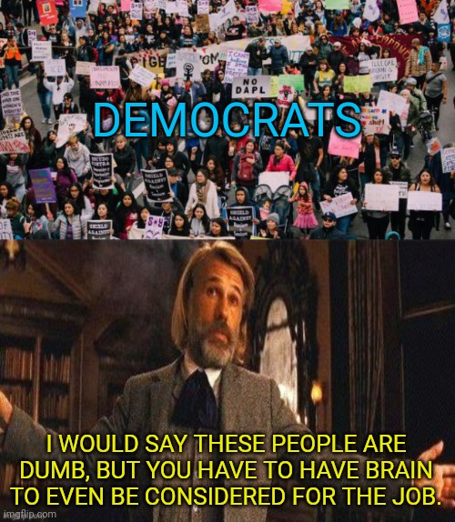 Just an opinion that happens to be fact | DEMOCRATS; I WOULD SAY THESE PEOPLE ARE DUMB, BUT YOU HAVE TO HAVE BRAIN TO EVEN BE CONSIDERED FOR THE JOB. | image tagged in i couldn't resist,democrats,zombies | made w/ Imgflip meme maker