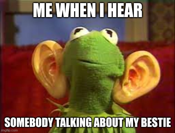 ME WHEN I HEAR; SOMEBODY TALKING ABOUT MY BESTIE | image tagged in kermit | made w/ Imgflip meme maker