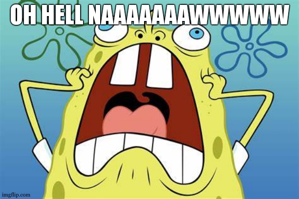 Spongebob Screaming | OH HELL NAAAAAAAWWWWW | image tagged in spongebob screaming | made w/ Imgflip meme maker