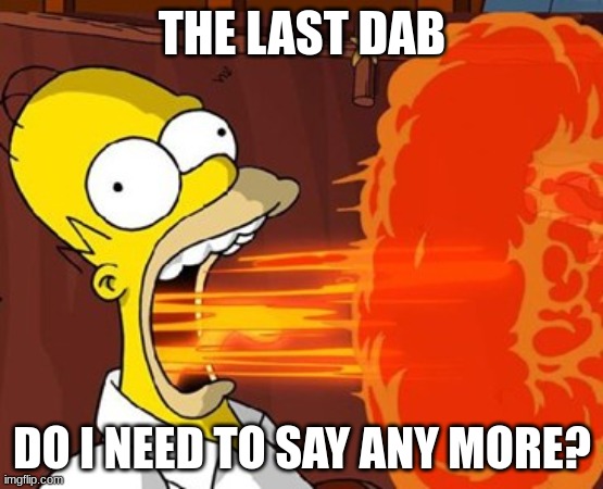 true | THE LAST DAB; DO I NEED TO SAY ANY MORE? | image tagged in mouth on fire,hot ones,spicy,funny,memes,bart simpson | made w/ Imgflip meme maker