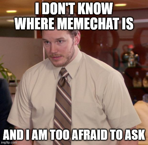 Afraid To Ask Andy | I DON'T KNOW WHERE MEMECHAT IS; AND I AM TOO AFRAID TO ASK | image tagged in memes,afraid to ask andy | made w/ Imgflip meme maker