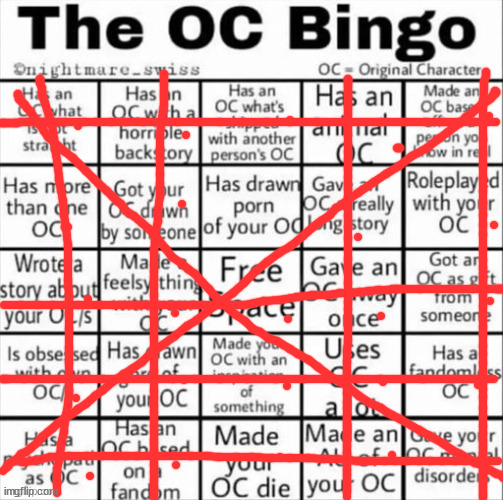 damn | image tagged in the oc bingo | made w/ Imgflip meme maker