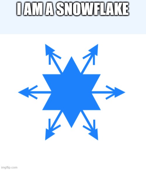 and i dont care | I AM A SNOWFLAKE | image tagged in lady crystal snowflake | made w/ Imgflip meme maker