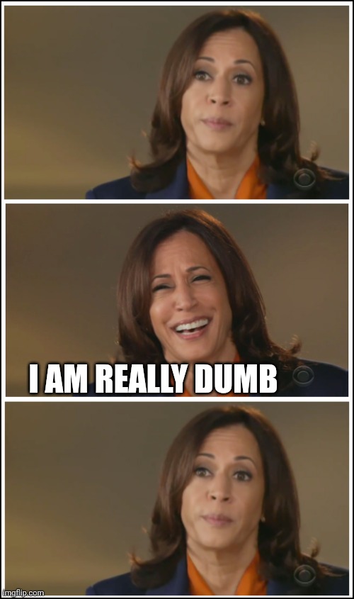 Cacklin Kamala | I AM REALLY DUMB | image tagged in cacklin kamala | made w/ Imgflip meme maker