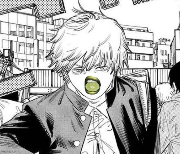 denji w/ lime lips | image tagged in lime,chainsaw man | made w/ Imgflip meme maker