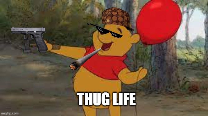 thug life winnie the pooh | THUG LIFE | image tagged in thug life | made w/ Imgflip meme maker