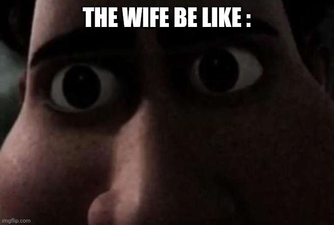 Titan stare | THE WIFE BE LIKE : | image tagged in titan stare | made w/ Imgflip meme maker