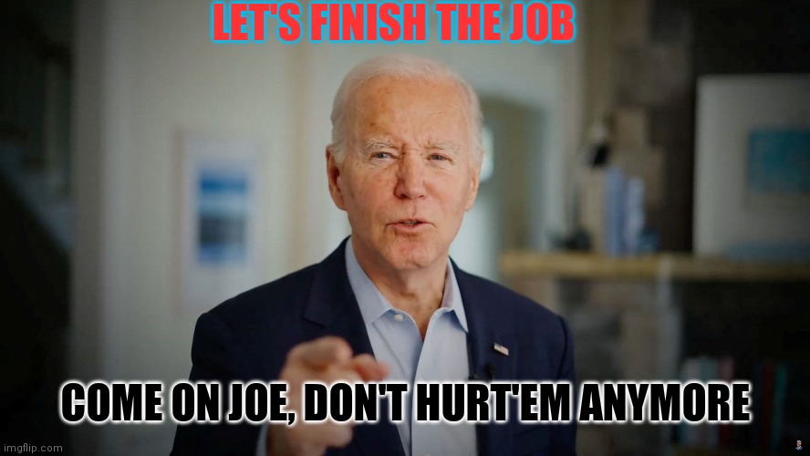 The People Around Joe Biden Announce Thier Reelection Campaign | LET'S FINISH THE JOB; COME ON JOE, DON'T HURT'EM ANYMORE | image tagged in poopy pants,100 takes,3 minutes | made w/ Imgflip meme maker