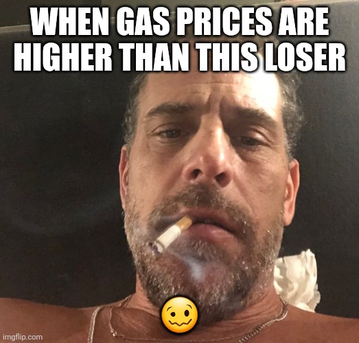 Hunter Biden | WHEN GAS PRICES ARE HIGHER THAN THIS LOSER; 🥴 | image tagged in hunter biden | made w/ Imgflip meme maker