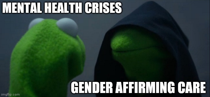 Take A Walk On The Wild Side | MENTAL HEALTH CRISES; GENDER AFFIRMING CARE | image tagged in evil kermit,lola,beast of burden,freedom,for me not for thee,dude looks like a lady | made w/ Imgflip meme maker