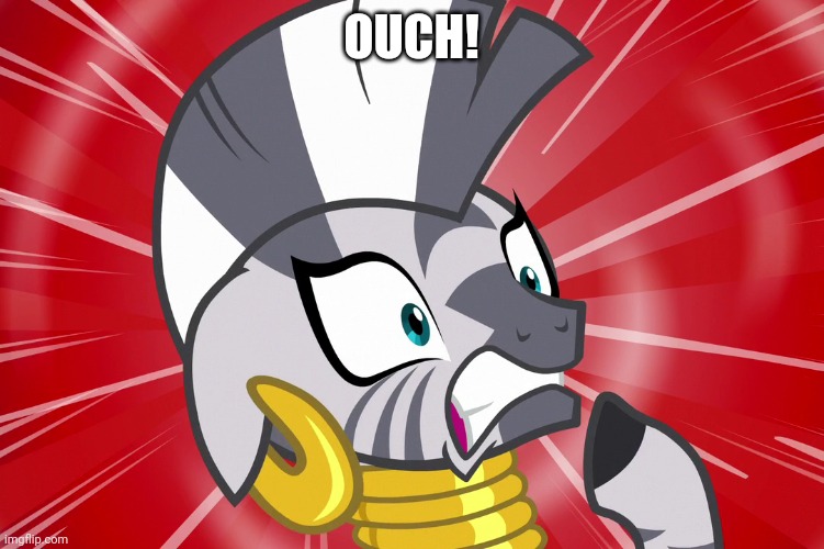 Shocked Zecora (MLP) | OUCH! | image tagged in shocked zecora mlp | made w/ Imgflip meme maker