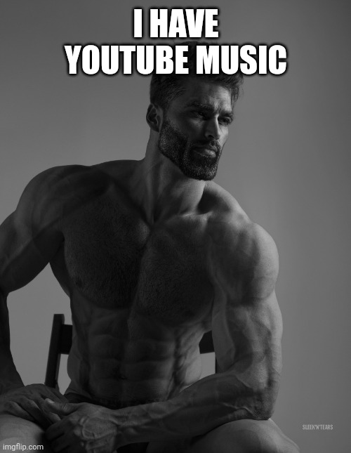 Giga Chad | I HAVE YOUTUBE MUSIC | image tagged in giga chad | made w/ Imgflip meme maker