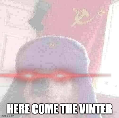 Russian Doge | HERE COME THE VINTER | image tagged in russian doge | made w/ Imgflip meme maker