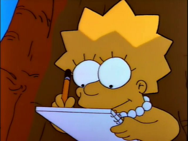 Lisa Simpsons Writing In A Notebook Blank Meme Template
