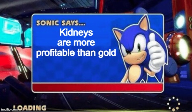 Sonic Says | Kidneys are more profitable than gold | image tagged in sonic says,memes | made w/ Imgflip meme maker