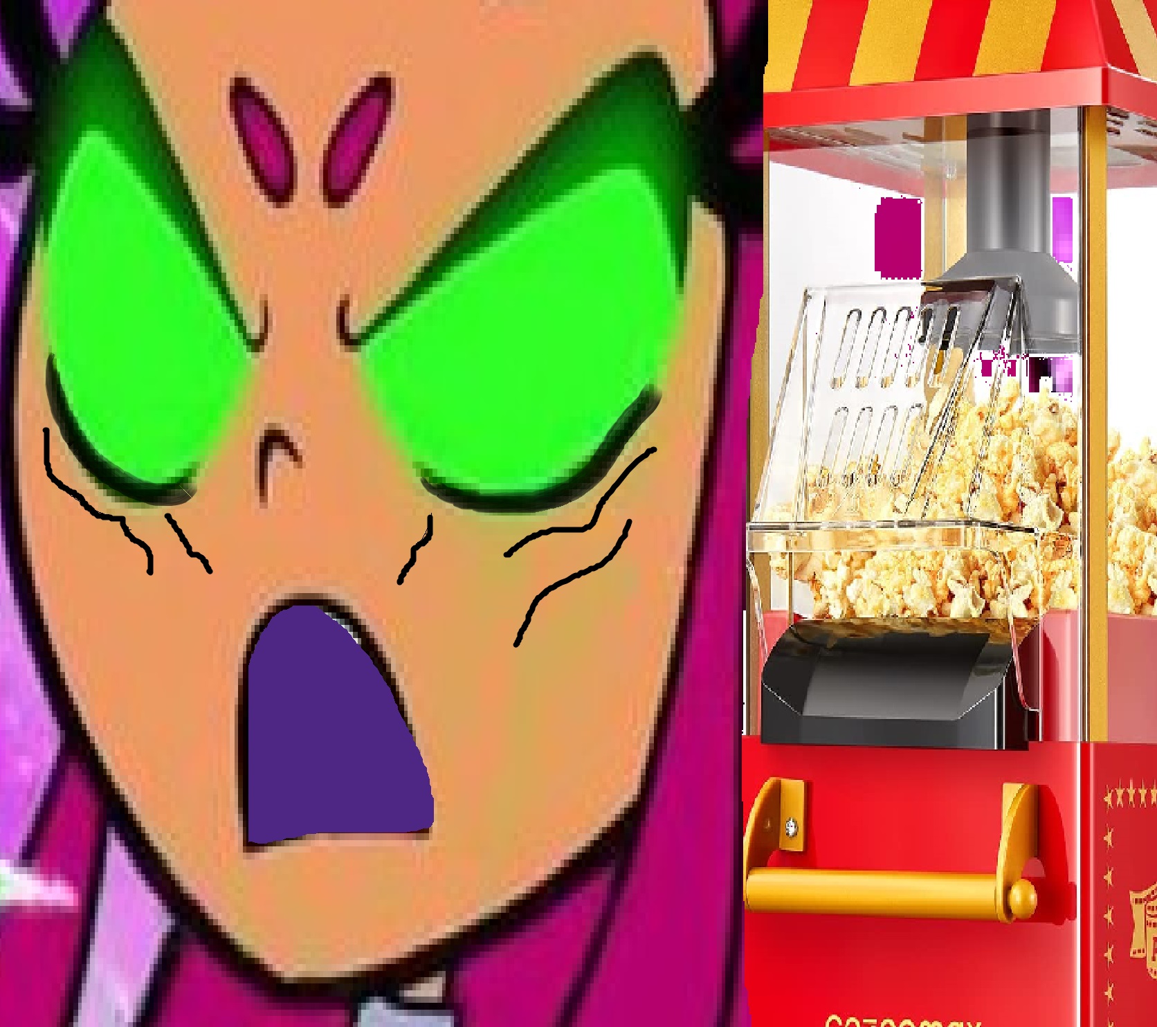 High Quality Starfire Vs Pop Corn Machine Blank Meme Template