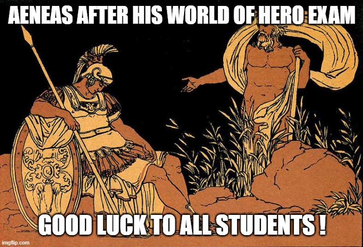 WOH2 | AENEAS AFTER HIS WORLD OF HERO EXAM; GOOD LUCK TO ALL STUDENTS ! | image tagged in my hero academia | made w/ Imgflip meme maker