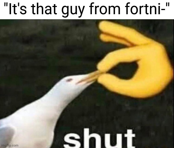 SHUT | "It's that guy from fortni-" | image tagged in shut | made w/ Imgflip meme maker