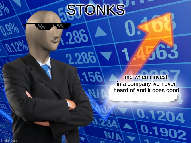 stonks | STONKS; me when i invest in a company ive never heard of and it does good | image tagged in empty stonks | made w/ Imgflip meme maker