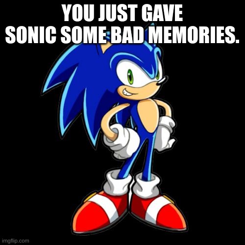 You're Too Slow Sonic Meme | YOU JUST GAVE SONIC SOME BAD MEMORIES. | image tagged in memes,you're too slow sonic | made w/ Imgflip meme maker