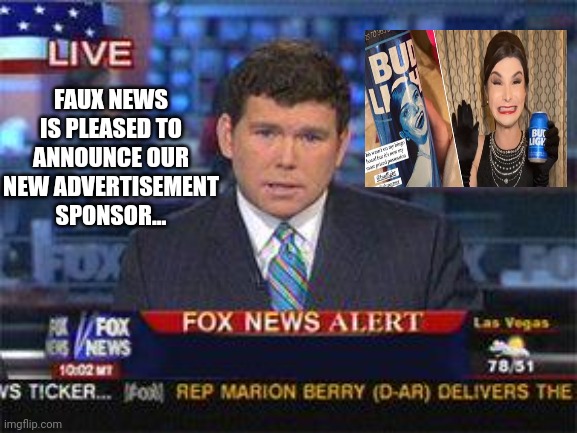 Fox news alert | FAUX NEWS IS PLEASED TO ANNOUNCE OUR NEW ADVERTISEMENT SPONSOR... | image tagged in fox news alert | made w/ Imgflip meme maker