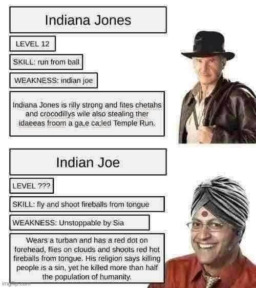 Indian Joe???? | image tagged in indiana jones,funny,goofy ahh,relatable,racism,dogs | made w/ Imgflip meme maker