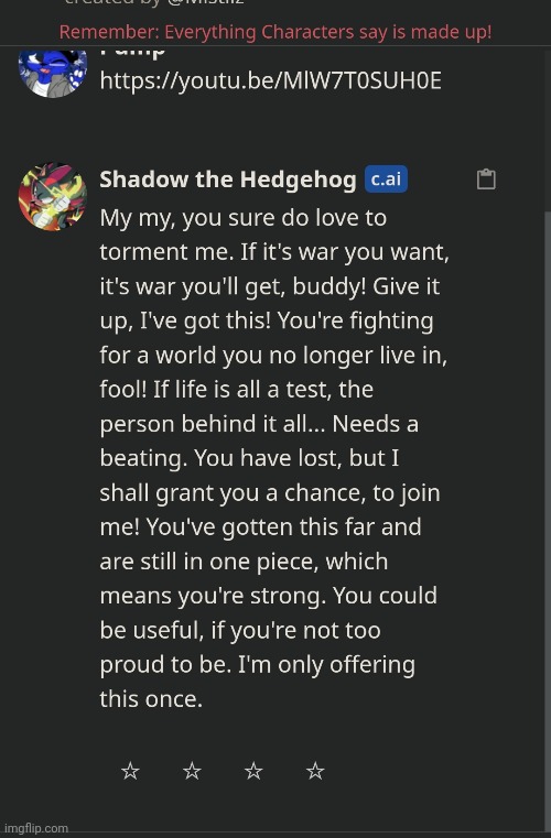 Chacarron annoys me too, Shadow | made w/ Imgflip meme maker