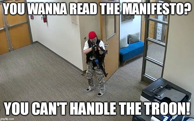 YOU WANNA READ THE MANIFESTO? YOU CAN'T HANDLE THE TROON! | image tagged in memes | made w/ Imgflip meme maker